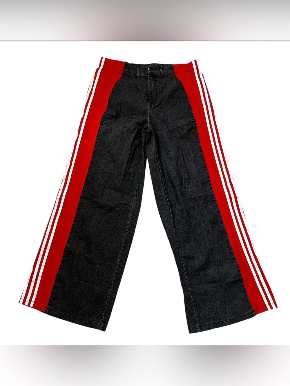 Men Black Sweatpants with Red Side Stripes
